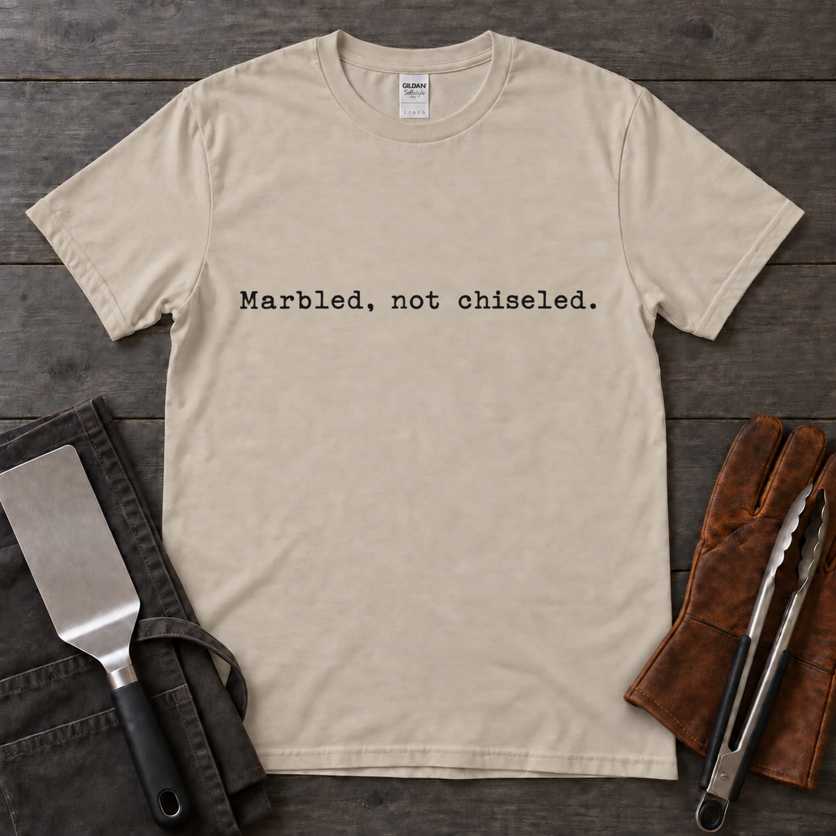 Marbled, Not Chiseled BBQ Tee