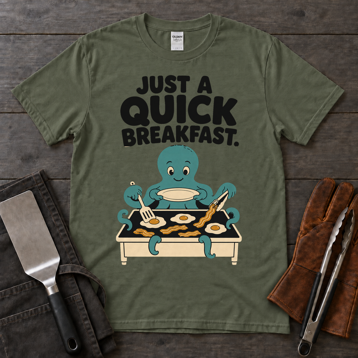 Just a Quick Breakfast Octopus Griddle Tee