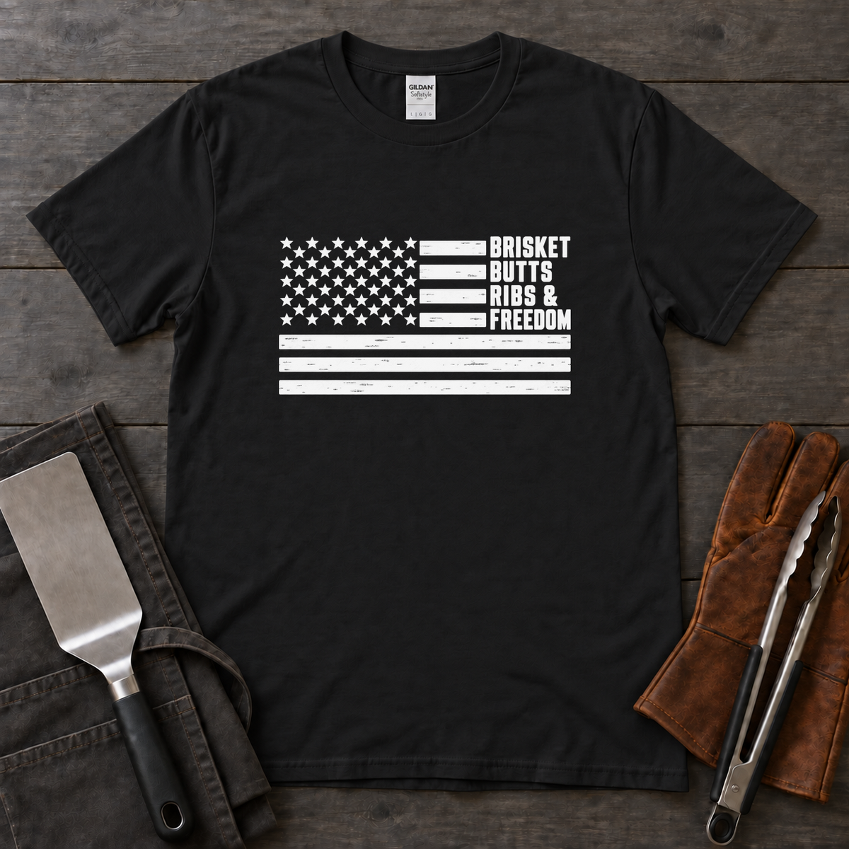 Brisket Butts Ribs and Freedom Flag Tee