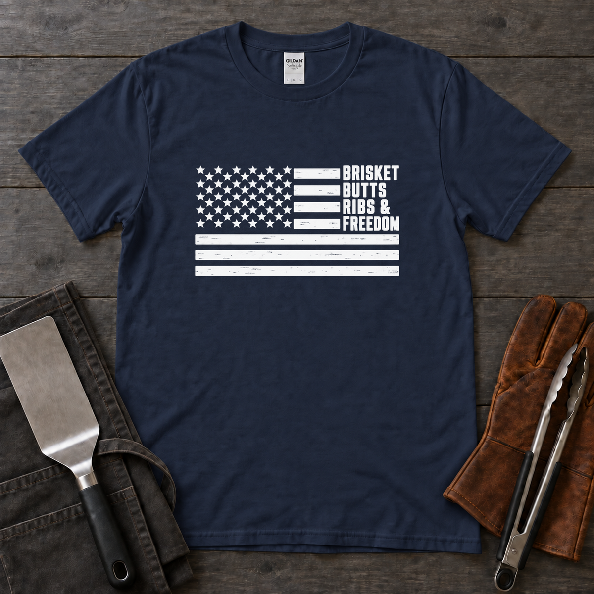 Brisket Butts Ribs and Freedom Flag Tee