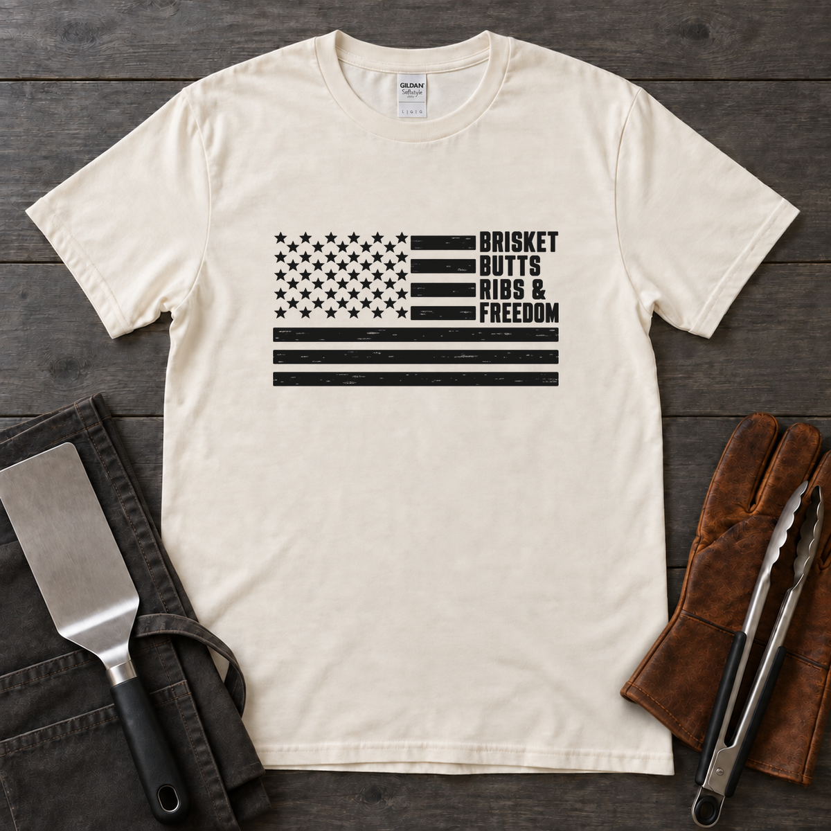 Brisket Butts Ribs and Freedom Flag Tee