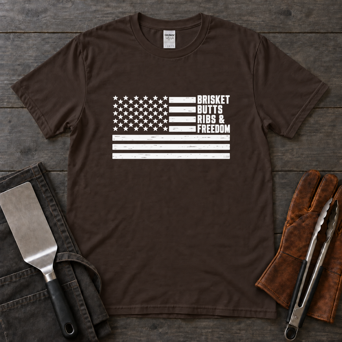 Brisket Butts Ribs and Freedom Flag Tee