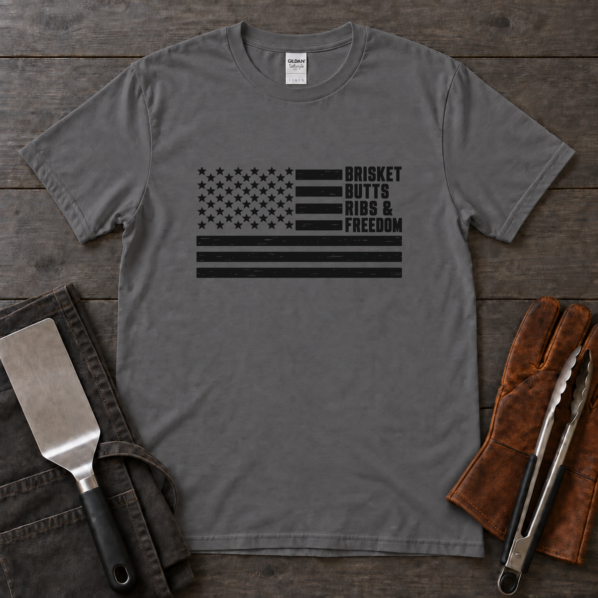 Brisket Butts Ribs and Freedom Flag Tee