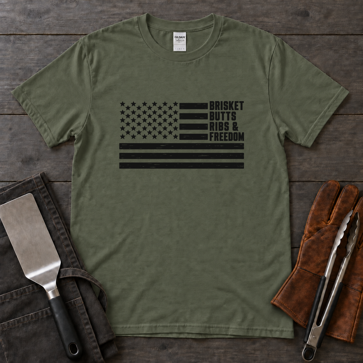 Brisket Butts Ribs and Freedom Flag Tee