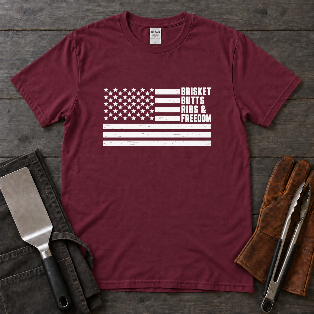 Brisket Butts Ribs and Freedom Flag Tee