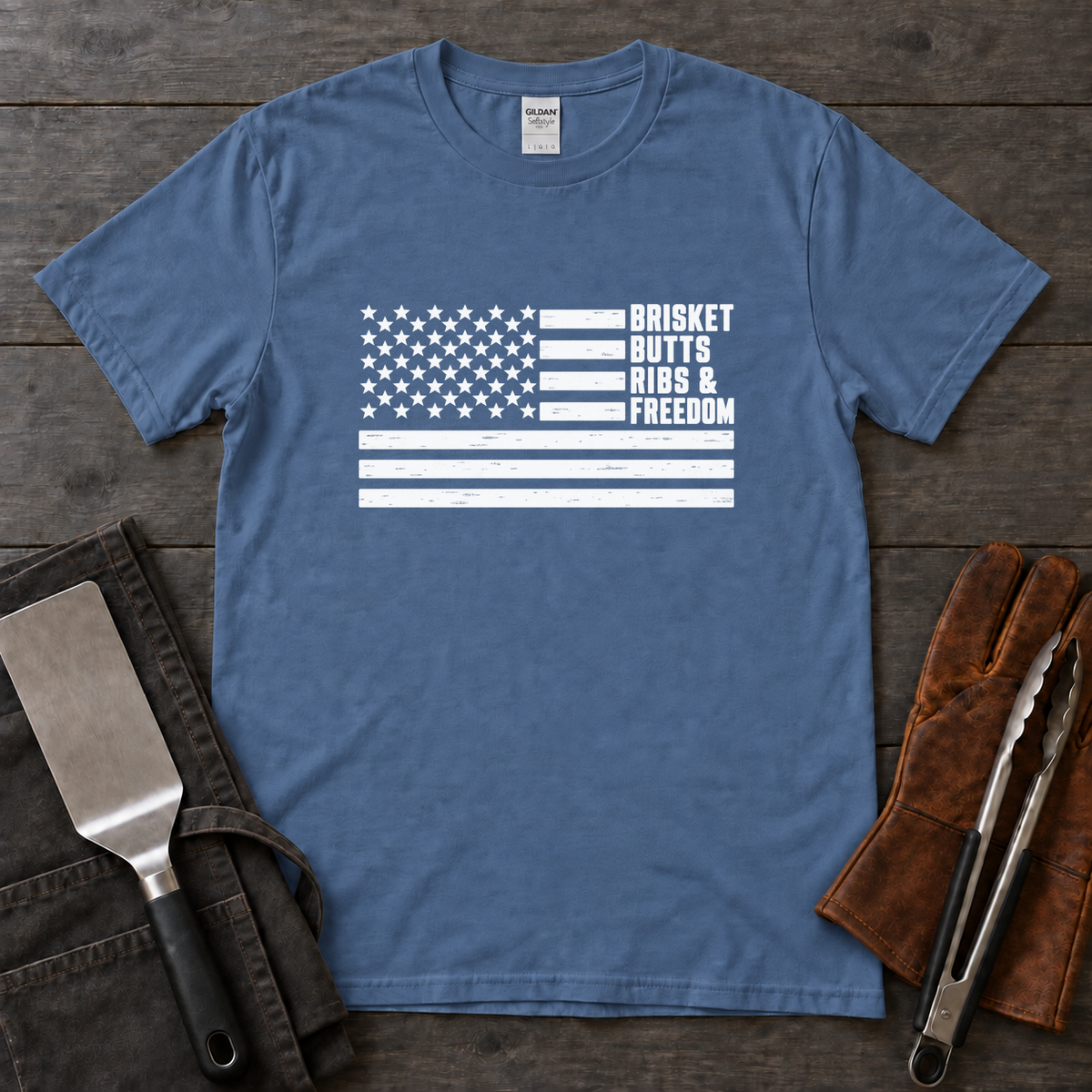 Brisket Butts Ribs and Freedom Flag Tee