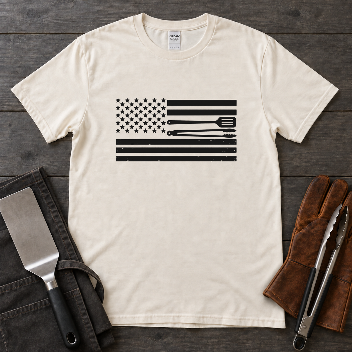 BBQ Tool Stripes Flag Tee