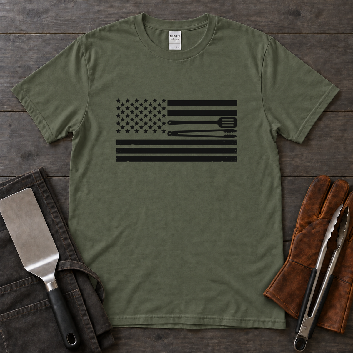 BBQ Tool Stripes Flag Tee