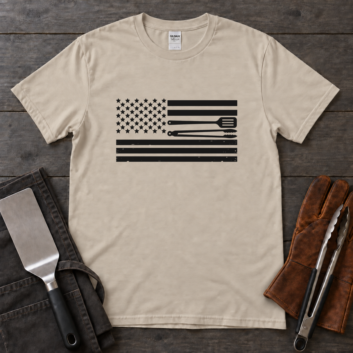 BBQ Tool Stripes Flag Tee