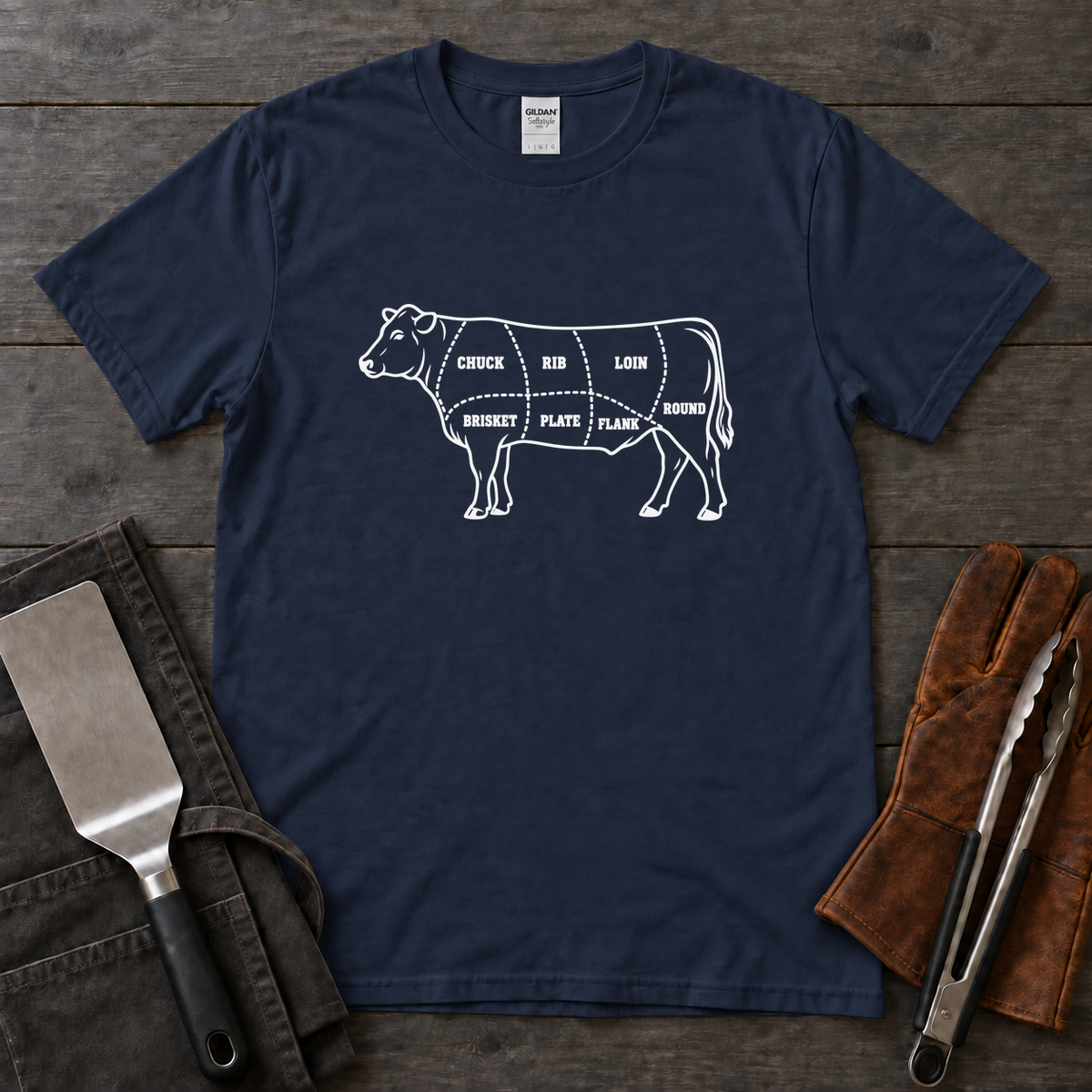 Butcher Letterpress Beef Cut Chart Tee