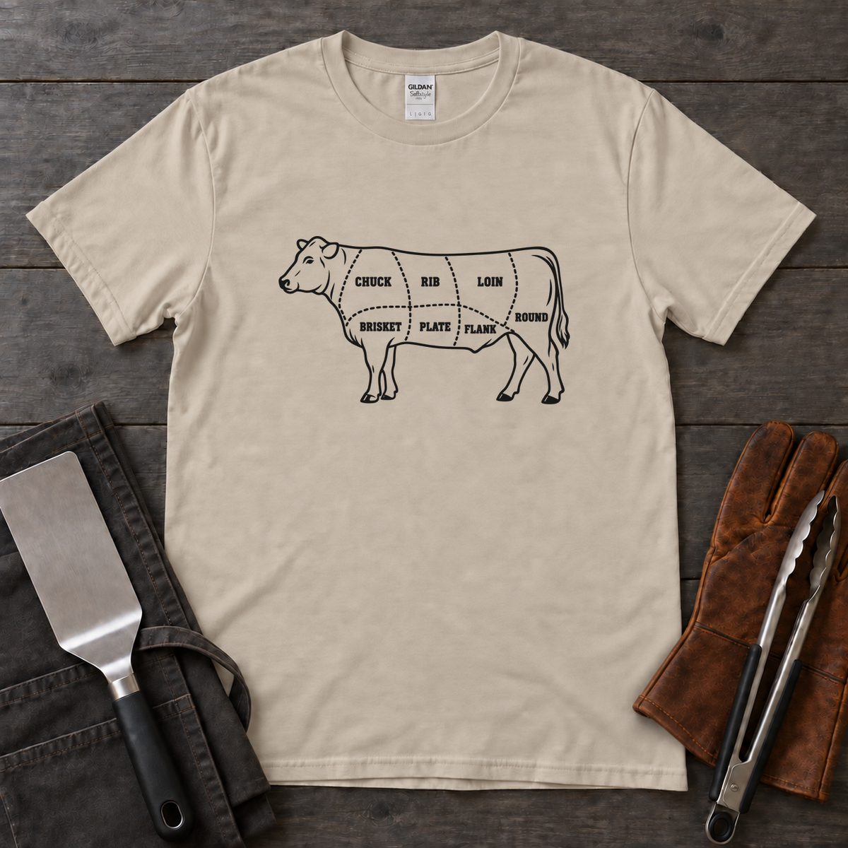 Butcher Letterpress Beef Cut Chart Tee