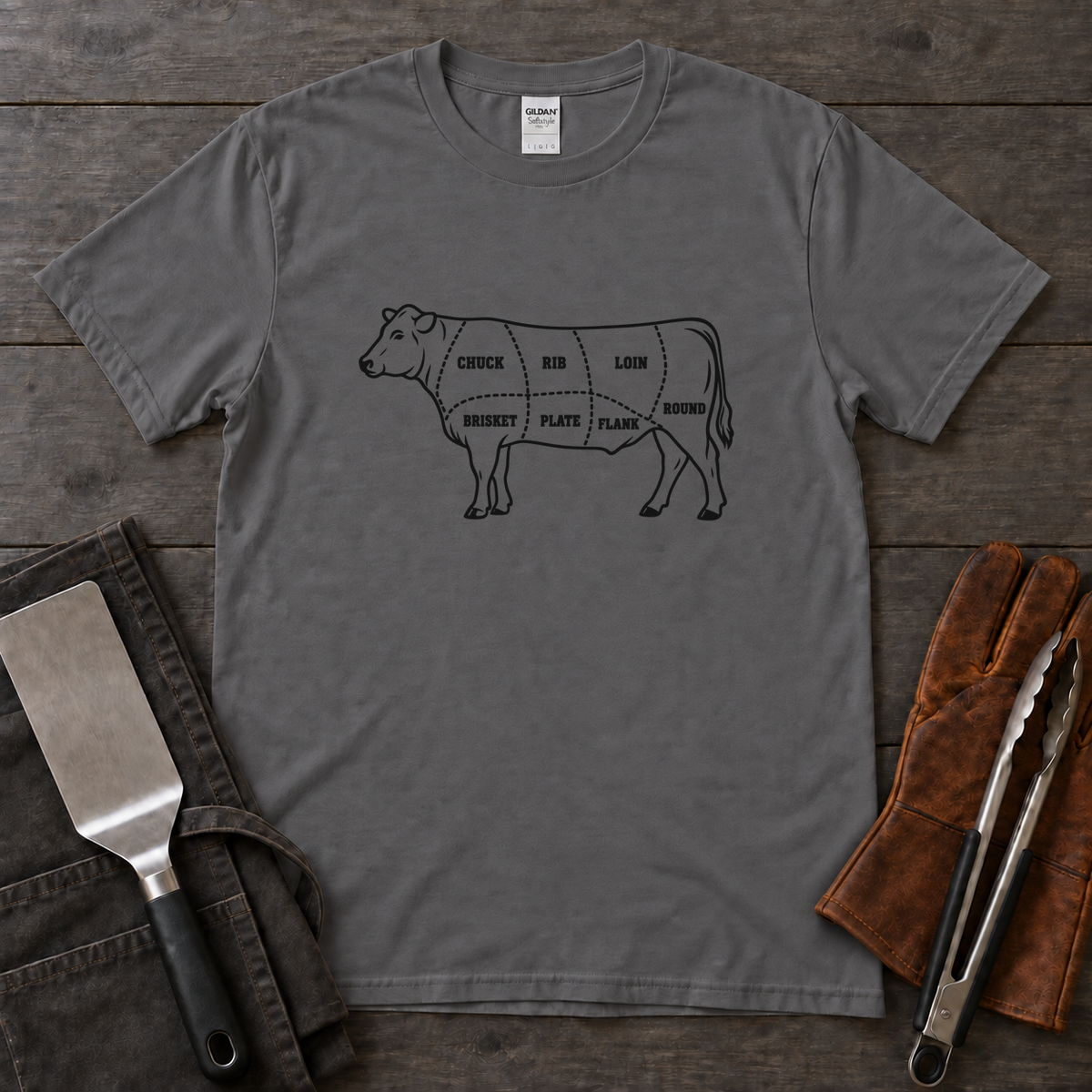 Butcher Letterpress Beef Cut Chart Tee