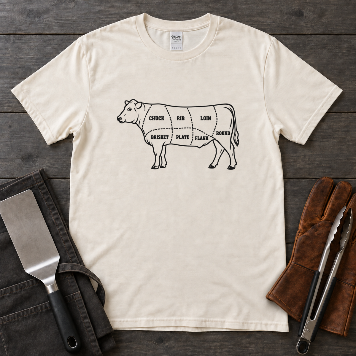 Butcher Letterpress Beef Cut Chart Tee